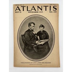 VINTAGE Atlantis Germany‎ Travel Magazine Nov 1935 Lincoln & Tad USA & History